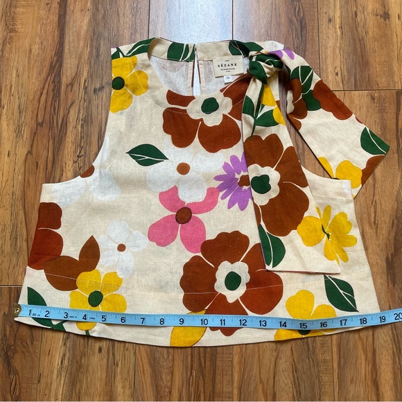 Sezane Floral Cream Top with Multicolor Blooms - Picture 8 of 14